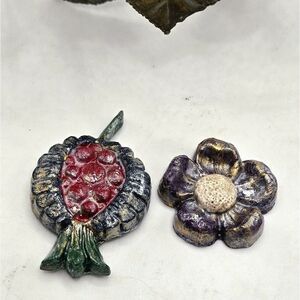 "5/$25" Set Of 2 Handmade Resin Colorful Flower Refridgerator Magnets